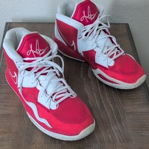 Red and White High-Top Sneakers